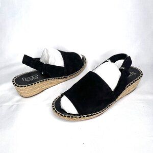 Franco Sarto Leanne Black Suede Espadrille Slingback Wedge Sandals 7.5M